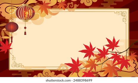 Autumn leaves Asian style frame border background