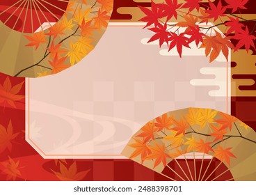 Autumn leaves Asian style frame border background