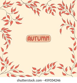 Autumn leaves. Autumnal abstract background/pattern and lettering. Hand drawn Vector Illustration