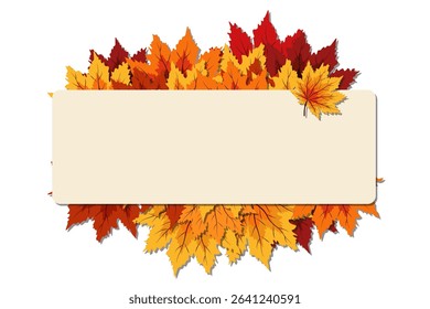 Autumn Leaves Background is in the back with blank space. Vector Illustration.