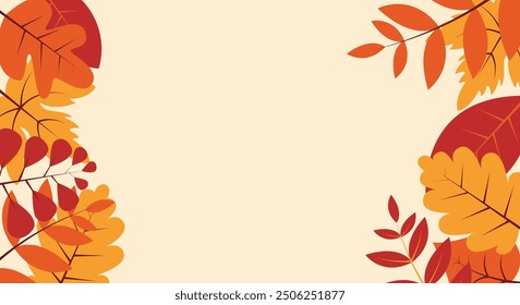 autumn leaves background banner design template