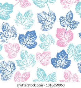 Autumn leaves background. Beautiful seamless texture background imprint. Fabric texture.