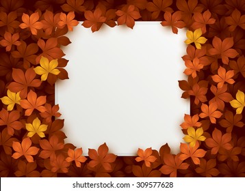 autumn leaves background with blank card