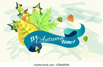 Autumn leaves background, can be use as banner or poster. Vector illustration. Design elements.