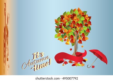 Autumn leaves background, can be use as banner or poster. Vector illustration. Design elements.