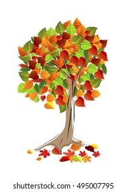 Autumn leaves background, can be use as banner or poster. Vector illustration. Design elements.