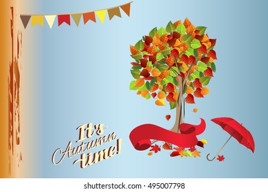 Autumn leaves background, can be use as banner or poster. Vector illustration. Design elements.