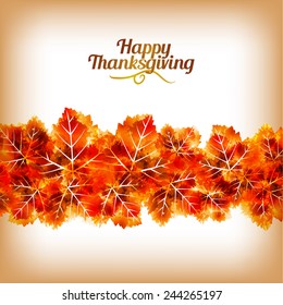 Autumn leaves background with colored spots. Thanksgiving background. Vector illustration.