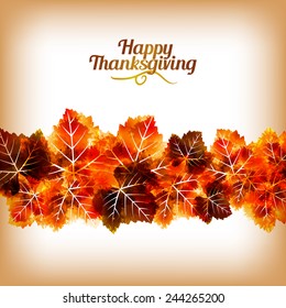 Autumn leaves background with colored spots. Thanksgiving background. Vector illustration.