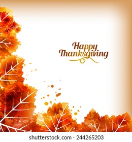Autumn leaves background with colored spots. Thanksgiving background. Vector illustration.