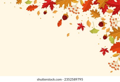 autumn leaves background in flat design. eps 10