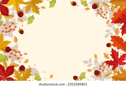 autumn leaves background in flat design. eps 10