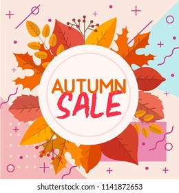 Autumn leaves for background, flyer, sticker, banner, etc. 