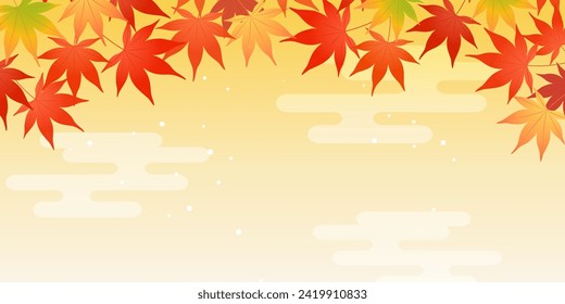 Autumn leaves background frame illustration (2:1)