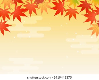 Autumn leaves background frame vector illustration