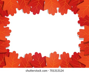 Autumn leaves background. Frame of vector oak leaves. Template for Autumn banner, poster, ad, card.