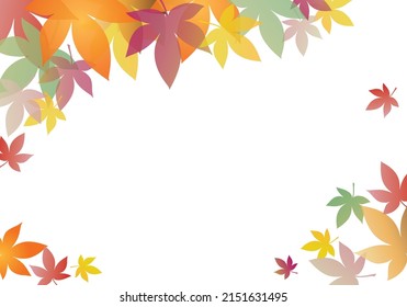 Autumn leaves background frame (white background)