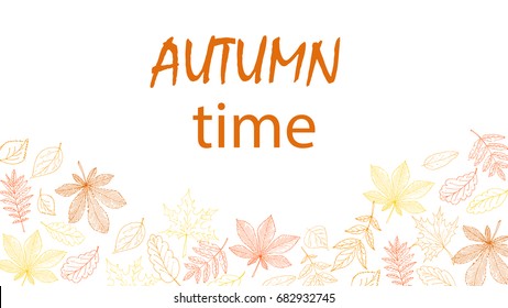 Arrière-plan feuilles d'automne. Tombe vectorielle dessinée à la main de l'illustration des feuilles. Les feuilles d'automne tracent le contour. Esquisse, éléments de conception. Doodles.