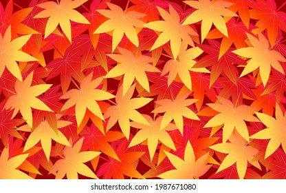 Autumn leaves background, one side of fallen leaves