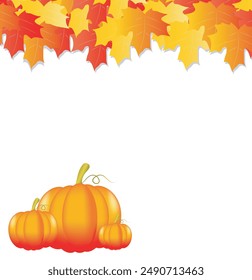 autumn leaves background with pumpkins