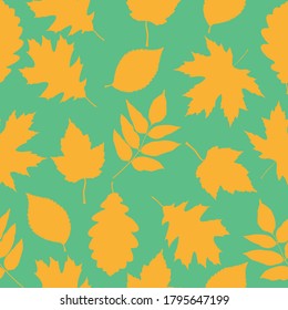 Autumn leaves background seamless pattern for Background and Wallpaper. Perfect for wallpaper, gift paper, pattern fills, web page background, autumn greeting cards. Vector illustration 