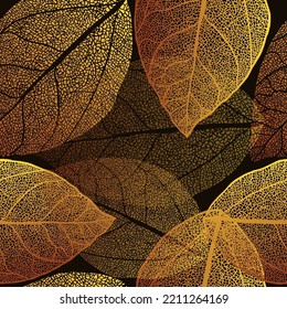 Autumn leaves background. Seamless pattern. Vector illustration. Fall foliage background