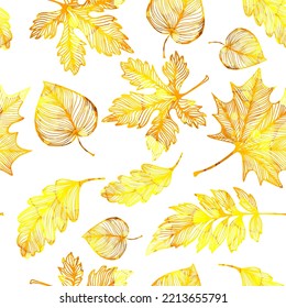 Autumn leaves background. Seamless pattern. Vector illustration. Fall foliage background
