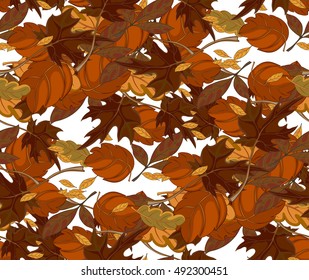 Autumn leaves background, seamless vector pattern Autumn background.