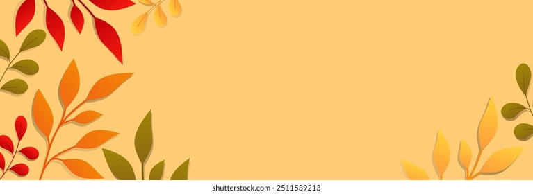 Autumn leaves background. Seasonal banner design with falling autumn leaves. Vector illustration