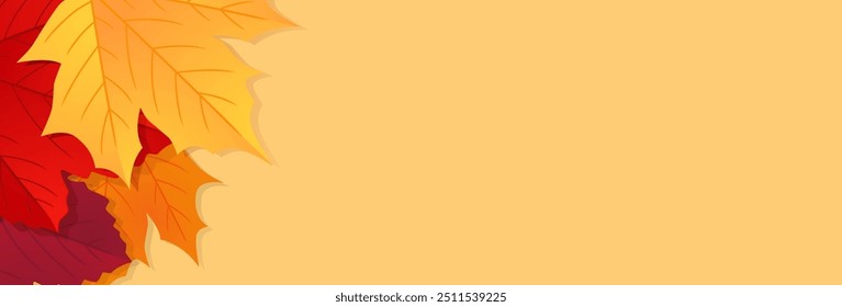 Autumn leaves background. Seasonal banner design with falling autumn leaves. Vector illustration
