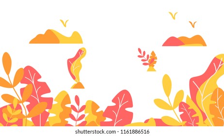 Autumn leaves background template vector illustration flat design