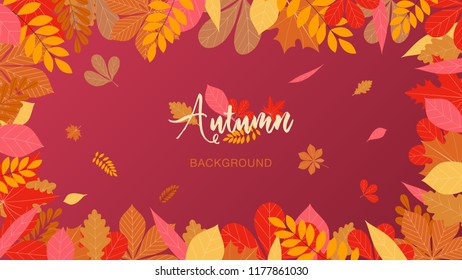 Autumn leaves background. Thanksgiving day background. Autumn leaves and place for text. Light and dark brown colors