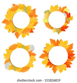Autumn leaves background vector banner template