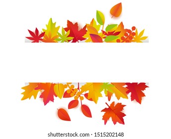 Autumn leaves background vector. Fall frame with copy space for text. 