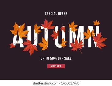 Autumn leaves background vector illustration