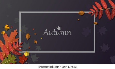 autumn leaves background vector illustration.gray backgound.natural background.