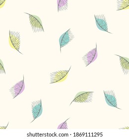 Autumn leaves background. Vector seamless pattern with small colorful leaf silhouettes on white background. Elegant abstract ornament texture. Repeat design for print, wrapping, wallpapers, decoration
