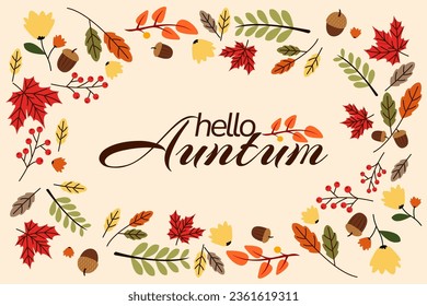 Autumn leaves background vector template