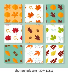 Autumn leaves backgrounds set . EPS 10 vector illustration