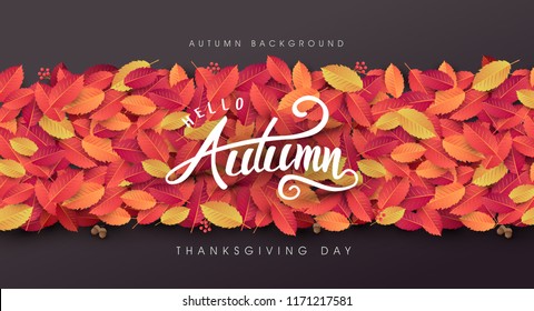 Autumn leaves background.thanksgiving day vector illustration