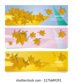 autumn leaves banner background with  falling leaves design
