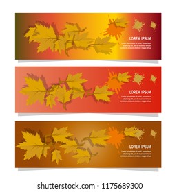 autumn leaves banner background with  falling leaves design