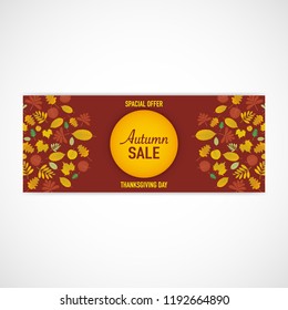 Autumn leaves banner claret red background, vector, illustration eps file