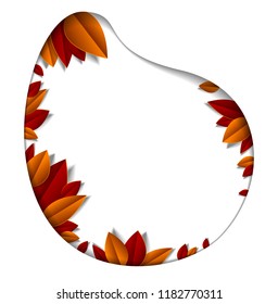 Autumn leaves beautiful background or frame with blank copy space for text, vector illustration in paper cut style. Fall season anniversary event or greeting card.