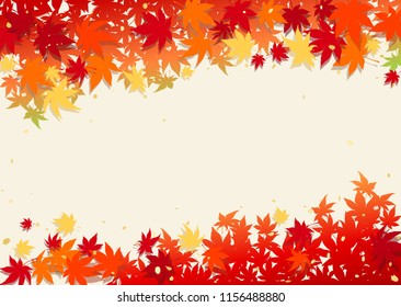 Autumn leaves and beige background