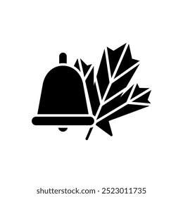 Autumn leaves and bells icon. Vector illustration isolated on white background, suitable for designs, websites,printing, mobile and web applications etc.