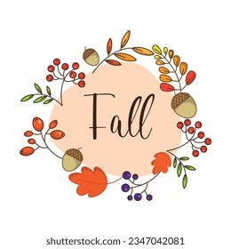 Autumn leaves, berries and acorns. Vector illustration for your design, graphic design for card banner or other design