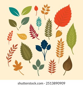autumn leaves, berries vector set