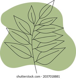 Autumn leaves, black line drawing on colored background, isolated image.