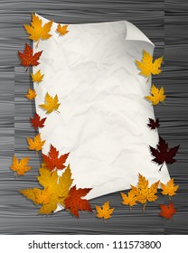 Autumn leaves with blank paper eps10